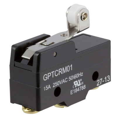 ZF Short Roller Lever Micro Switch, Screw Terminal, 15 A @ 250 V ac, SPDT