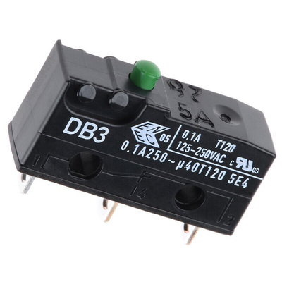 ZF Button Micro Switch, Solder Terminal, 100 mA @ 30 V dc, SPDT