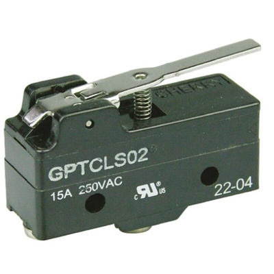 ZF Short Lever Micro Switch, Screw Terminal, 15 A @ 250 V ac, SPDT