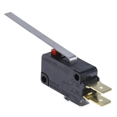 Omron Long Leaf Lever Micro Switch, Tab Terminal, 16 A @ 250 V ac, SPDT, IP40