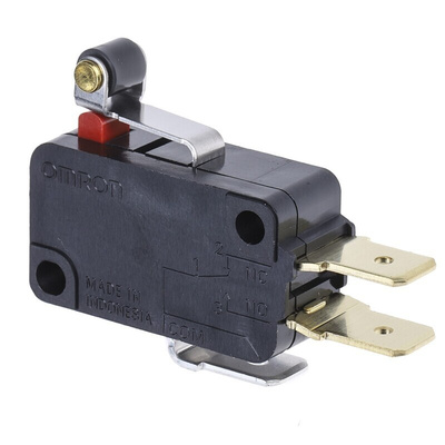 Omron Short Roller Lever Micro Switch, Tab Terminal, 16 A @ 250 V ac, SPDT, IP40