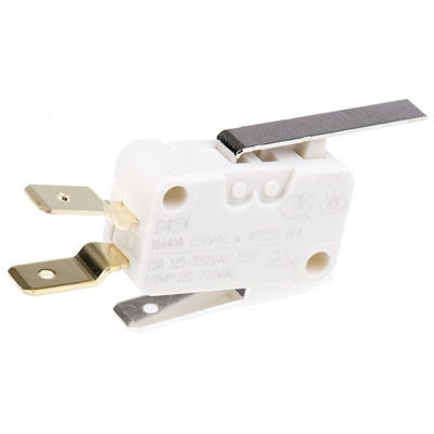 ZF Short Lever Micro Switch, Tab Terminal, 16 A @ 250 V ac, SPDT