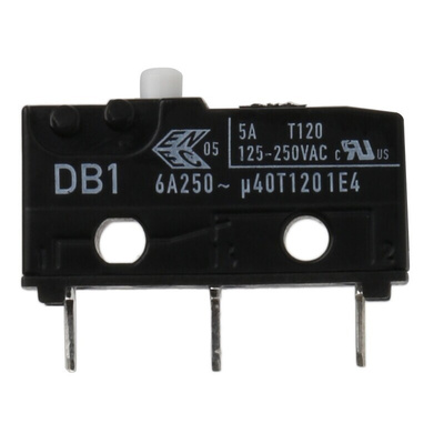ZF Button Micro Switch, Through Hole Terminal, 6 A @ 250 V ac, SPDT
