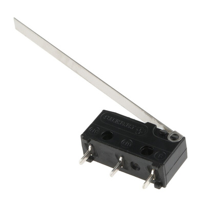 ZF Long Hinge Lever Micro Switch, Through Hole Terminal, 6 A @ 250 V ac, SPDT