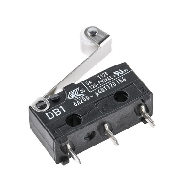 ZF Roller Lever Micro Switch, Through Hole Terminal, 6 A @ 250 V ac, SPDT