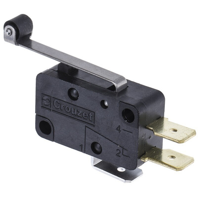 Crouzet Roller Lever Micro Switch, Tab Terminal, 16 A @ 250 V ac, SP-CO