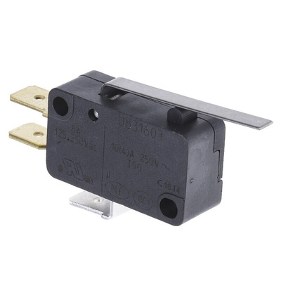 Crouzet Lever Micro Switch, Tab Terminal, 10 A @ 250 V ac, SP-CO