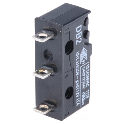 ZF Button Micro Switch, Solder Terminal, 10.1 A @ 250 V ac, SPDT