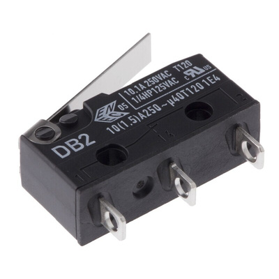 ZF Short Lever Micro Switch, Solder Terminal, 10.1 A @ 250 V ac, SPDT