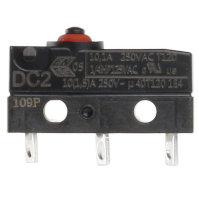 ZF Button Micro Switch, Solder Terminal, 10.1 A @ 250 V ac, SPDT, IP6K7