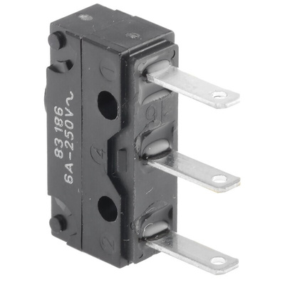 Crouzet Button Micro Switch, Quick Connect Terminal, 6 A @ 250 V ac, SPDT, IP67