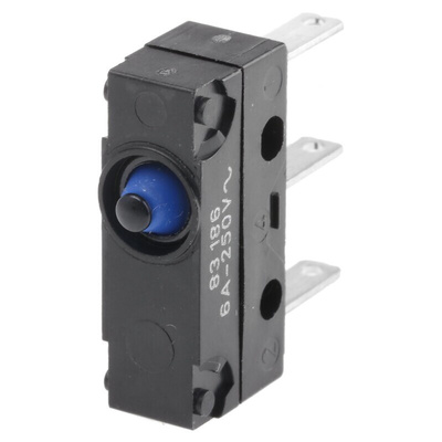 Crouzet Button Micro Switch, Quick Connect Terminal, 6 A @ 250 V ac, SPDT, IP67