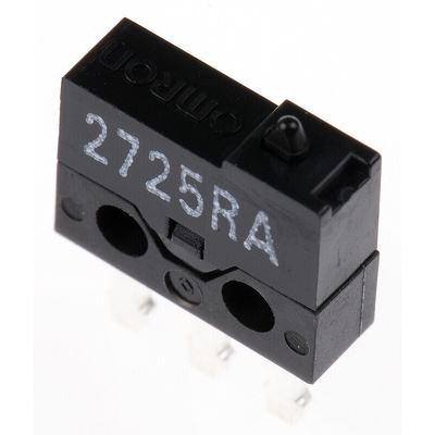 Omron Plunger Micro Switch, Through Hole Terminal, 500 mA @ 30 V dc, SPDT, IP40