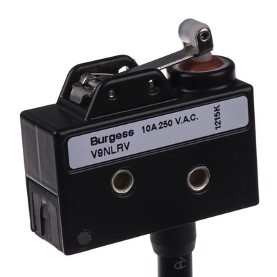 Saia-Burgess Short Roller Lever Micro Switch, Pre-wired Terminal, 10 A @ 250 V ac, SPDT, IP67