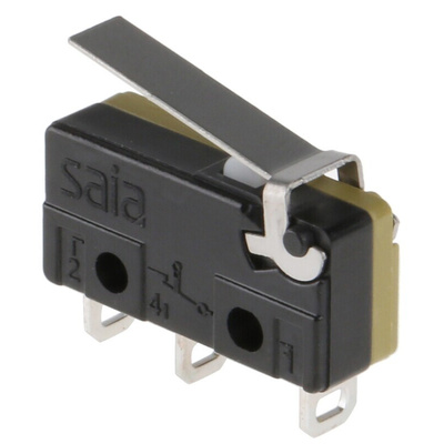 Saia-Burgess Hinge Lever Micro Switch, Solder Terminal, 5 A @ 250 V ac, CO, IP40