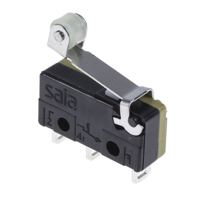 Saia-Burgess Roller Lever Micro Switch, Solder Terminal, 6 A @ 250 V ac, SPDT, IP40