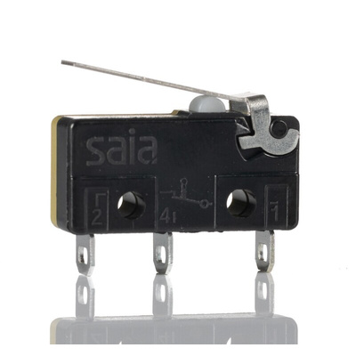 Saia-Burgess Hinge Lever Micro Switch, Solder Terminal, 10.1 A @ 250 V ac, CO, IP40