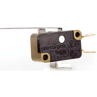 Saia-Burgess Leaf Lever Micro Switch, Tab Terminal, 16 A @ 250 V ac, SPDT, IP40