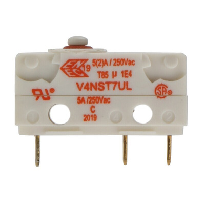 Saia-Burgess Plunger Micro Switch, Solder Terminal, 5 A @ 250 V ac, SPDT, IP67