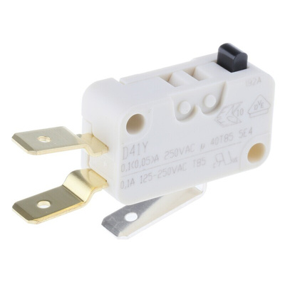 ZF Button Micro Switch, Tab Terminal, 100 mA @ 250 V ac, SPDT