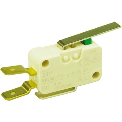 ZF Short Lever Micro Switch, Tab Terminal, 100 mA @ 250 V ac, SPDT