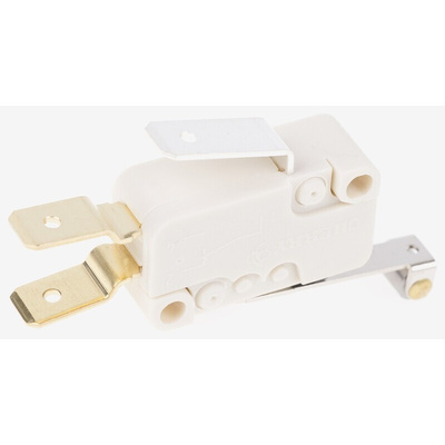 ZF Roller Lever Micro Switch, Tab Terminal, 100 mA @ 250 V ac, SPDT