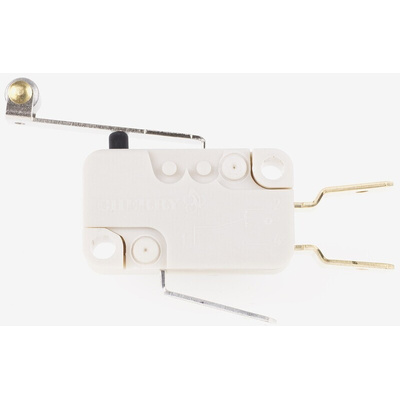 ZF Roller Lever Micro Switch, Tab Terminal, 100 mA @ 250 V ac, SPDT