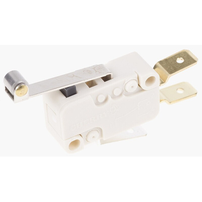 ZF Roller Lever Micro Switch, Tab Terminal, 100 mA @ 250 V ac, SPDT