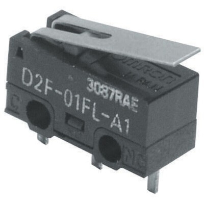 Omron Roller Lever Micro Switch, PCB Terminal, 100 mA @ 30 V dc, SPDT, IP40