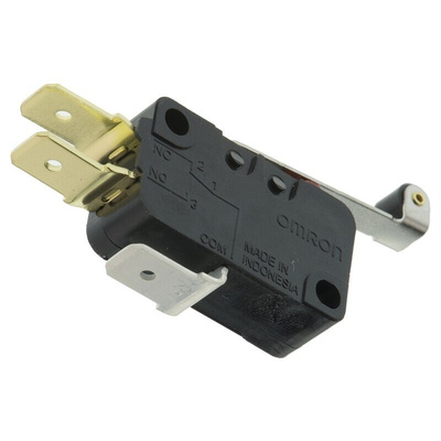 Omron Roller Lever Micro Switch, Tab Terminal, 16 A @ 250 V ac, SP-CO, IP40