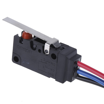 Omron Hinge Lever Micro Switch, Pre-wired Terminal, 5 A @ 250 V ac, SPDT, IP67