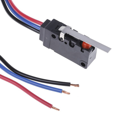 Omron Hinge Lever Micro Switch, Pre-wired Terminal, 5 A @ 250 V ac, SPDT, IP67