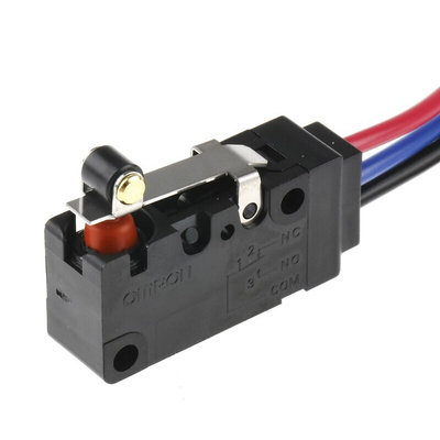 Omron Roller Lever Micro Switch, Pre-wired Terminal, 5 A @ 250 V ac, SPDT, IP67