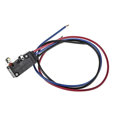 Omron Roller Lever Micro Switch, Pre-wired Terminal, 5 A @ 250 V ac, SPDT, IP67