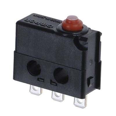 Omron Pin Plunger Micro Switch, Solder Terminal, 100 mA @ 30 V dc, SPDT, IP67