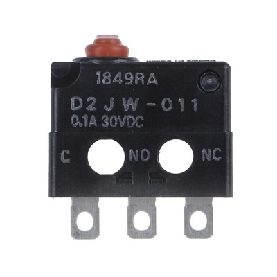 Omron Pin Plunger Micro Switch, Solder Terminal, 100 mA @ 30 V dc, SPDT, IP67