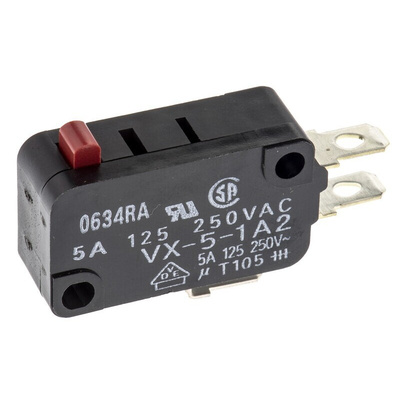 Omron Pin Plunger Micro Switch, Solder Terminal, 5 A @ 250 V ac, SPDT, IP40