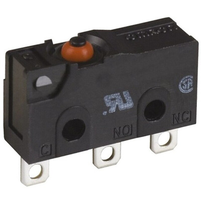Omron Pin Plunger Micro Switch, Solder Terminal, 3 A @ 30 V dc, SPDT, IP67