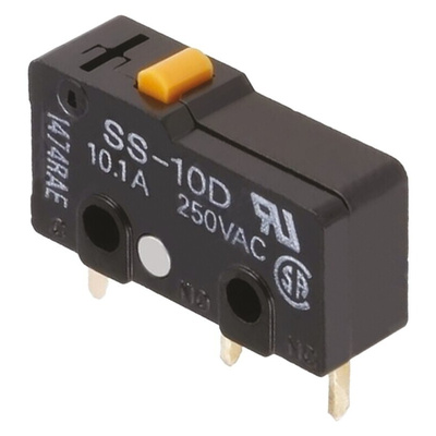 Omron Pin Plunger Micro Switch, PCB Terminal, 100 mA @ 30 V dc, SPDT, IP40