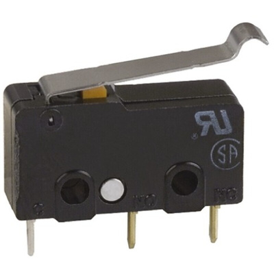 Omron Simulated Roller Lever Micro Switch, PCB Terminal, 100 mA @ 30 V dc, SPDT, IP40