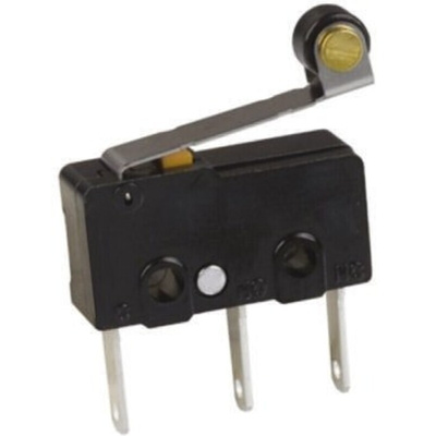 Omron Roller Lever Micro Switch, Tab Terminal, 100 mA @ 30 V dc, SPDT, IP40