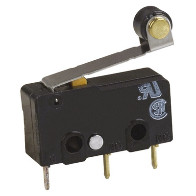 Omron Roller Lever Micro Switch, PCB Terminal, 100 mA @ 30 V dc, SPDT, IP40