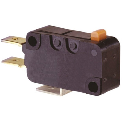Omron Pin Plunger Micro Switch, Tab Terminal, 16 A @ 250 V ac, SPST, IP40