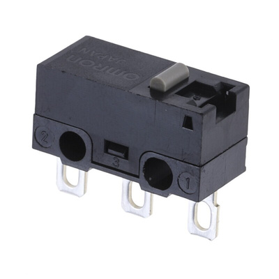 Omron Pin Plunger Micro Switch, Solder Terminal, 100 mA @ 30 V dc, SPDT, IP40