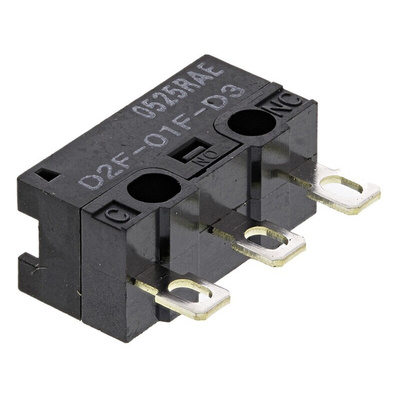 Omron Pin Plunger Micro Switch, Solder Terminal, 100 mA @ 30 V dc, SPDT, IP40