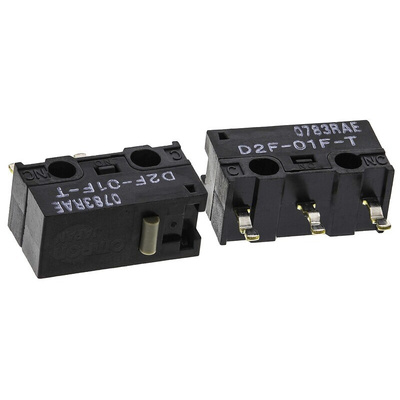 Omron Pin Plunger Micro Switch, PCB Terminal, 100 mA @ 30 V dc, SPDT, IP40