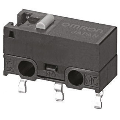 Omron Pin Plunger Micro Switch, PCB Terminal, 3 A @ 125 V ac, SPDT, IP40