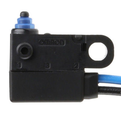 Omron Pin Plunger Micro Switch, Pre-wired Terminal, 2 A @ 12 V dc, SPST, IP67