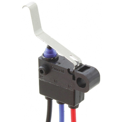 Omron Long Leaf Lever Micro Switch, Pre-wired Terminal, 2 A @ 12 V dc, SPDT, IP67