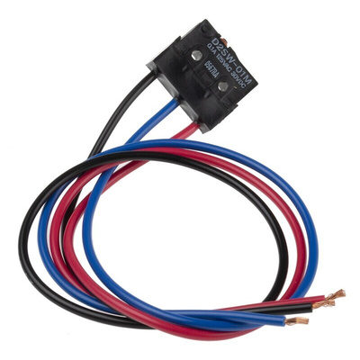 Omron Pin Plunger Micro Switch, Pre-wired Terminal, 100 mA @ 30 V dc, SPDT, IP67